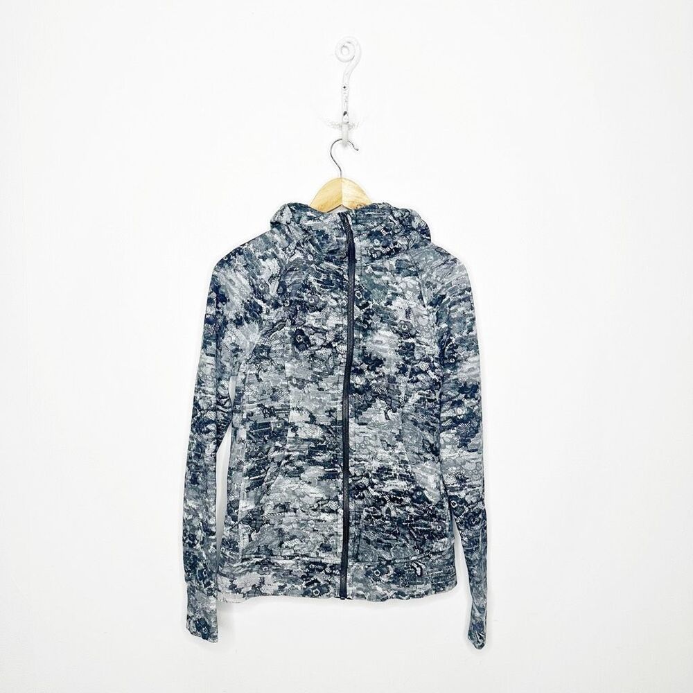 Lululemon Scuba Hoodie womens 10 Light Cotton Fleece Masked Lace Starlight Black - Picture 1 of 5